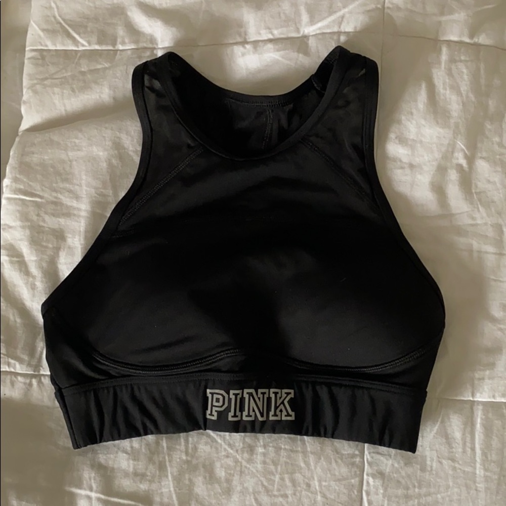 PINK high neck sports bra